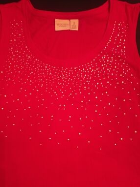 Chico's Size 3 Red Tank Top with Silver Stud Gradient